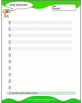 okul öncesi çizgi çalışma sayfaları